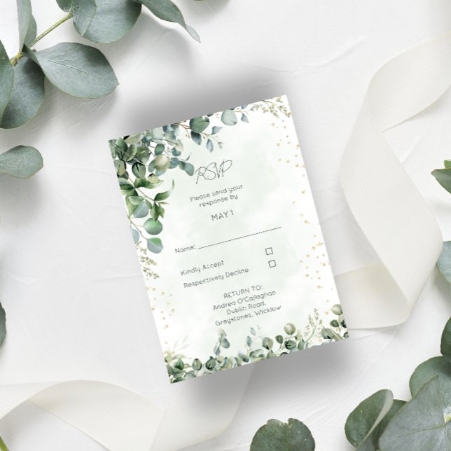 Eucalyptus Bröllop RSVP-kort 1001 Anteckningskort (Skapare uppladdad)