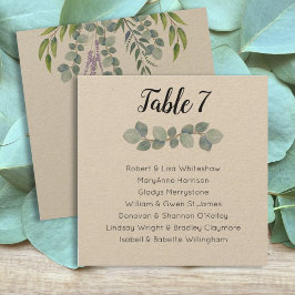 Eucalyptus Bröllop Sittande Bordsnummer Namn lista