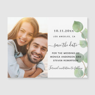 Eucalyptus bröllop spara datum magnet