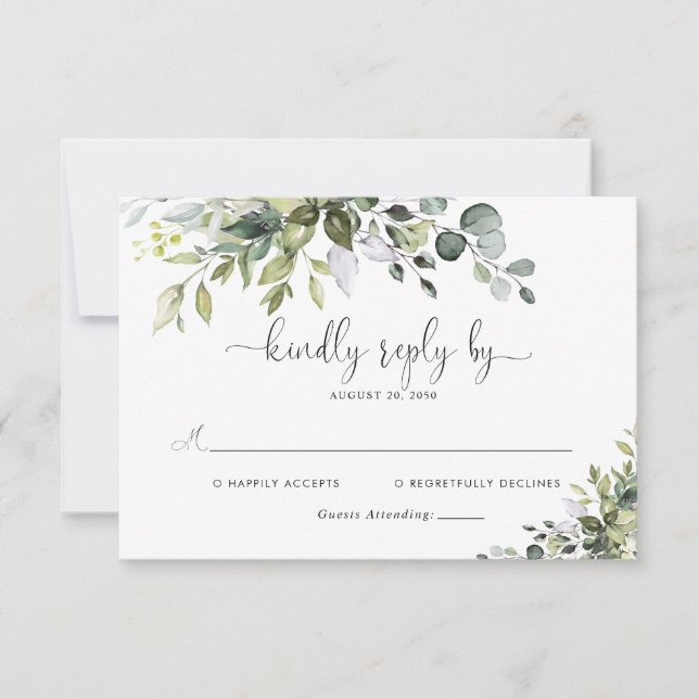 Eucalyptus Bröllop Svarskort OSA Kort (Framsida)