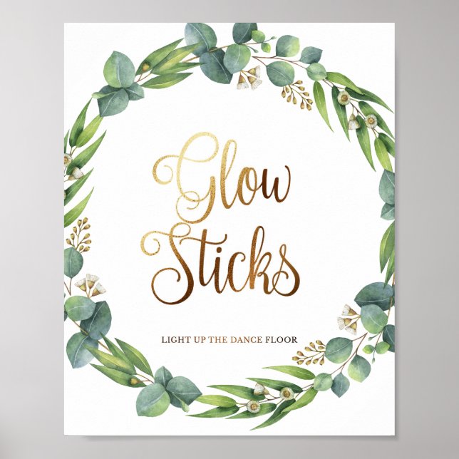 Eucalyptus bröllop-tecken för glimmande stift poster (Framsidan)