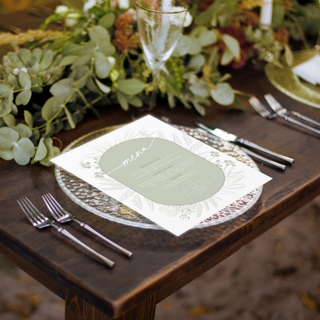 Eucalyptus Bröllop WAN Menu Sage Grönt ID901 Meny (Skapare uppladdad)