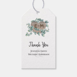 Eucalyptus Bröllop - Watercolor Greenery Monogram Presentetikett