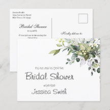 Eucalyptus Bröllopsdusch Inbjudan Postkort