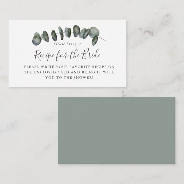 Eucalyptus Bröllopsdusch Receptförfrågan  Tilläggskort (Fram/baksida)