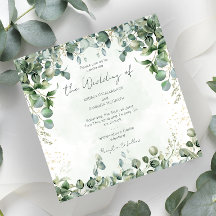 Eucalyptus Bröllopsinbjudan Fyrkantig 1001