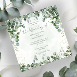Eucalyptus Bröllopsinbjudan Fyrkantig 1001 Inbjudningar
