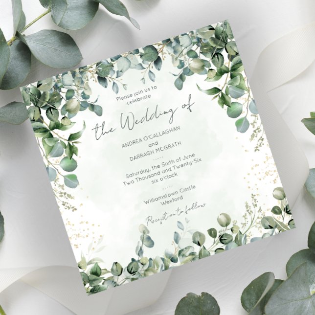 Eucalyptus Bröllopsinbjudan Fyrkantig 1001 Inbjudningar (Skapare uppladdad)