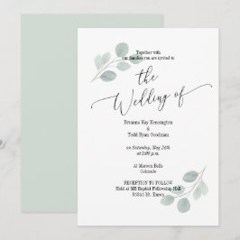Eucalyptus Bröllopsinbjudan på vattenfärgen, ingen Inbjudningar