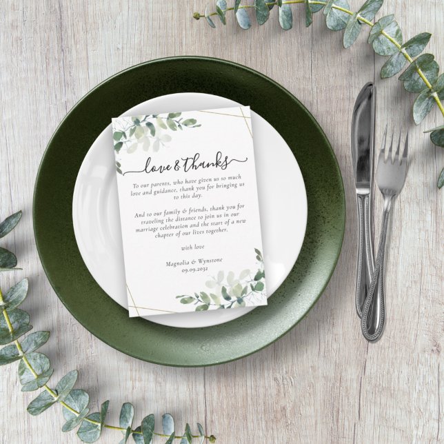 Eucalyptus bröllopsmottagning Bord - tack för ditt (Skapare uppladdad)