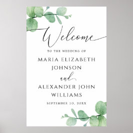 Eucalyptus bröllopsskylt | Elegant skrivstil Poster