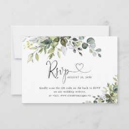 Eucalyptus Bröllopswebbplats QR-kod RSVP-kort OSA Kort