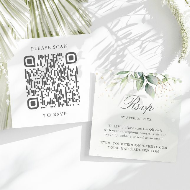 Eucalyptus Bröllopswebbplats QR-kod RSVP Tilläggskort (Skapare uppladdad)