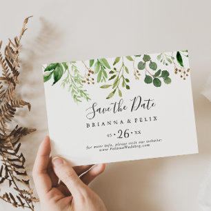 Eucalyptus Brown Blommigt Vågrät Bröllop Spara Datumet