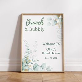 Eucalyptus Brunch & Bubbly Bröllopsdusch Välkommen Poster
