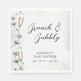 Eucalyptus Brunch Champagne Garden Baby Shower Pappersservett