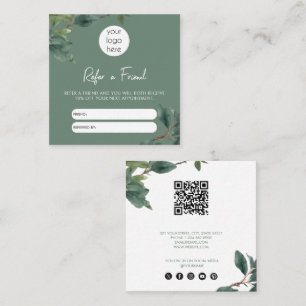 Eucalyptus Business hänvisar till ett vänligt refe Fyrkantigt Visitkort