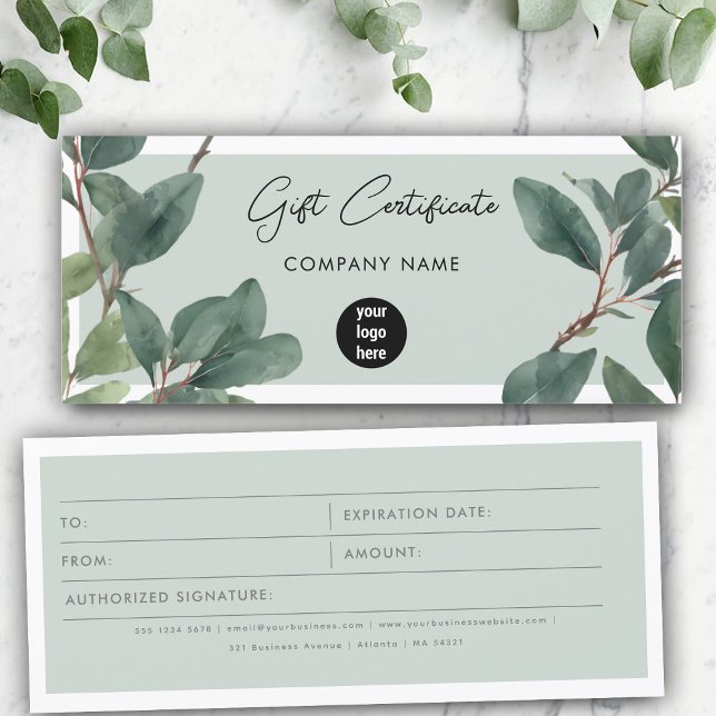 Eucalyptus Business Logotyp Gift Certificate Vouch (Eucalyptus Business Logo Gift Certificate Voucher)