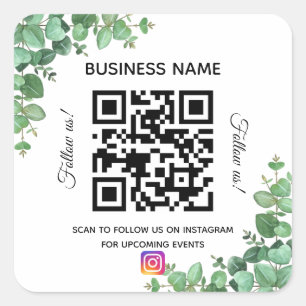 Eucalyptus business namn qr code instagram fyrkantigt klistermärke