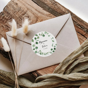 Eucalyptus Calligraphy Bröllop kuvert Seals Fyrkantigt Klistermärke
