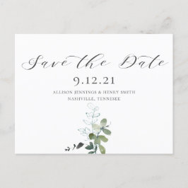 Eucalyptus Calligraphy Bröllop spara datum Meddelande Vykort