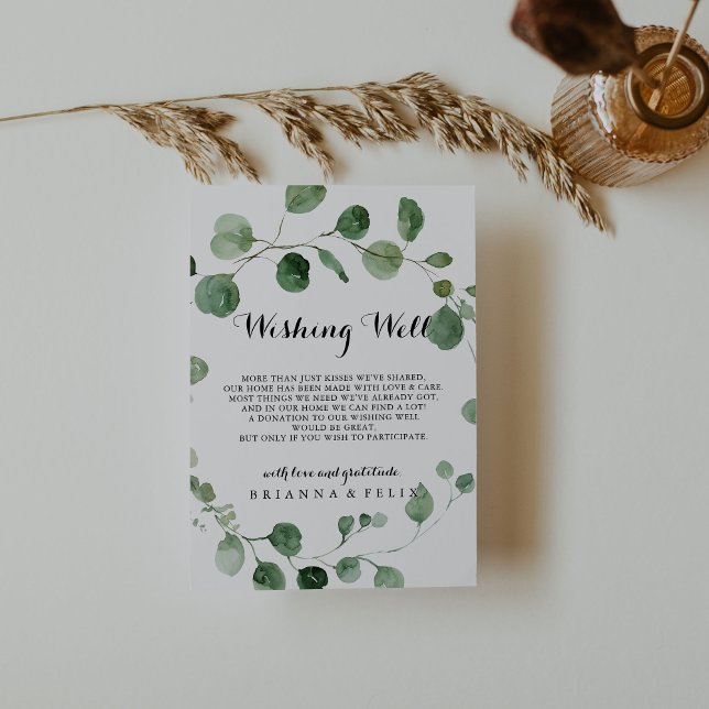 Eucalyptus Calligraphy Bröllop Wishing-brunn Tilläggskort (Skapare uppladdad)