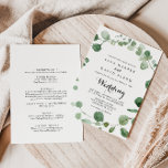 Eucalyptus Calligraphy Front & Back Bröllop Inbjudningar<br><div class="desc">Den här kalligrafiinbjudan till ett bröllop på framsidan och baksidan är perfekt för ett modernt bröllop. Konstruktionen har vattenfärgad handdragen elegant botaniskt eukalyptus grenar och löv. Spara papper genom att på baksidan av inbjudan ange mer information i stället för på ett separat visitkort.</div>