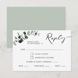 Eucalyptus Calligraphy Meal Choice Bröllop OSA Kort