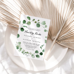Eucalyptus Calligraphy Nuestra Boda Bröllop Inbjudningar
