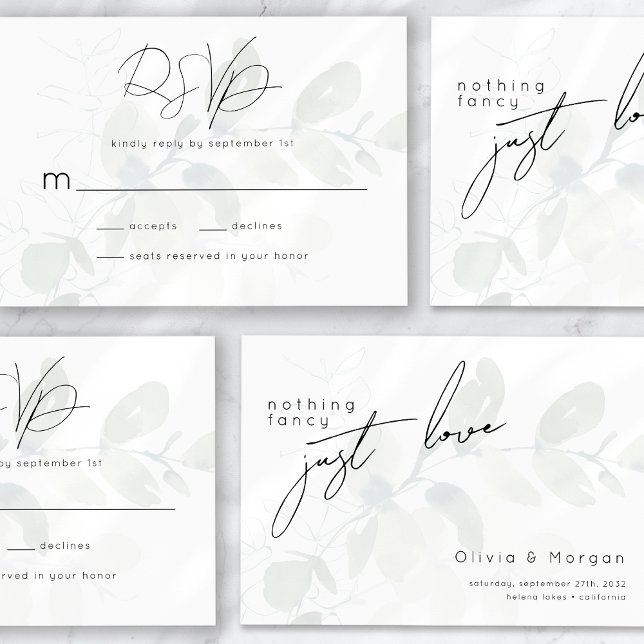 Eucalyptus Calligraphy Script Bröllop OSA Kort (Skapare uppladdad)