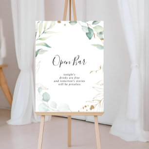 Eucalyptus Calligraphy-tecken för bröllop Open Pub Poster