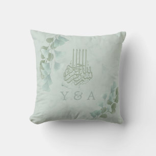 Eucalyptus Chic Modern Islamic Bismillah Bröllop Kudde