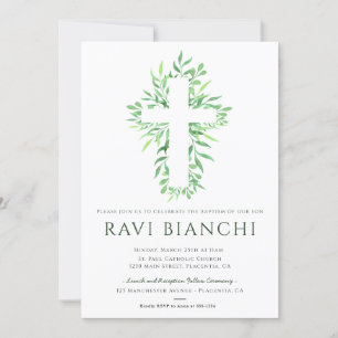 Eucalyptus Christening Greenery Baptism Inbjudningar
