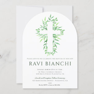 Eucalyptus Christening Greenery Baptism Inbjudningar