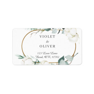 Eucalyptus Cotton Vit Modern Bröllop Adress Adressetikett