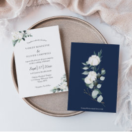 Eucalyptus Cotton | Vit modern Bröllop Inbjudningar