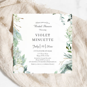 Eucalyptus Cotton Vit modern Möhippa Inbjudningar