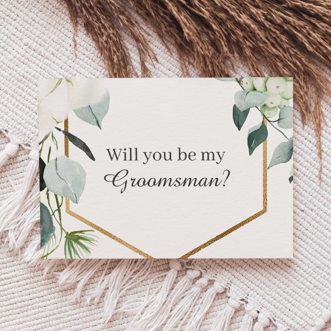 Eucalyptus Cotton White Modern Groomsman Frieri Inbjudningar (Skapare uppladdad)
