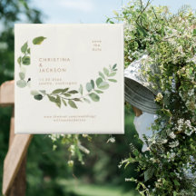 Eucalyptus Cream Bröllop Square Spara datumet
