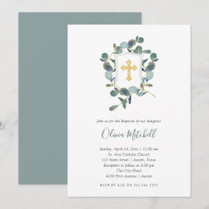 Eucalyptus Crest Dop eller konfirmation med vatt Inbjudningar