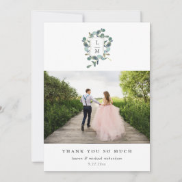 Eucalyptus Crest | Vattenfärg Bröllopsfoto Tack Kort