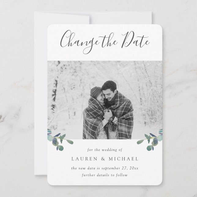 Eucalyptus Crest Vattenfärg Foto Ändra datum Meddelande (Framsida)