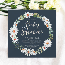 Eucalyptus & Daisy Blue Baby Shower Inbjudningar