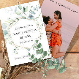 Eucalyptus design sparar datumfotomeddelande inbjudningar