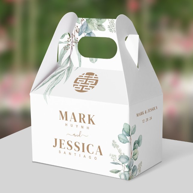 Eucalyptus Dubbla Happity Bröllop Tack Presentaskar (Skapare uppladdad)