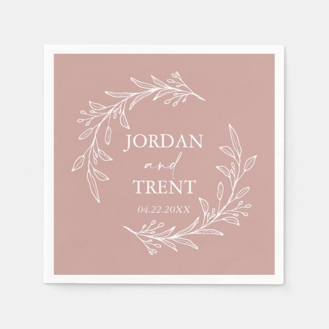 Eucalyptus Dusty Ro Personligt bröllp Napkins Pappersservett (Framsidan)