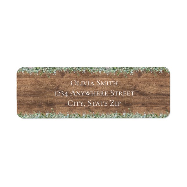 Eucalyptus Dusty Rose Address Labels | Greenery Returadress Etikett (Framsidan)