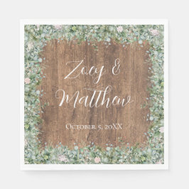 Eucalyptus Dusty Rose Napkins | Greenery Floral Pappersservett