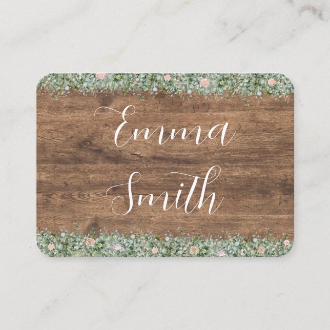 Eucalyptus Dusty Rose Place Cards | Greenery Placeringskort (Framsida)