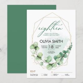 Eucalyptus Elegant 18:e födelsedagen Modern Grönt Inbjudningar